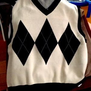 Argyle vest cream black XL NWOT